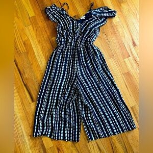 Women’s Black & White Lily White Cropped Wide Leg Jumpsuit Size XS